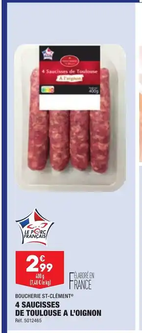 ALDI 4 Saucisses De Toulouse A L'Oignon offre