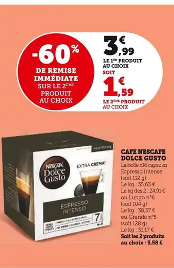 Super U Cafe Nescafe Dolce Gusto offre