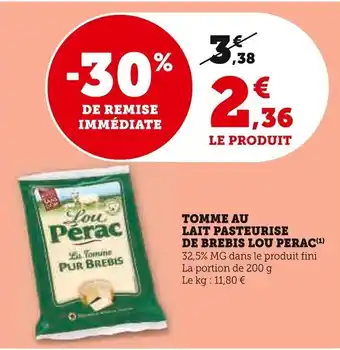 Tomme Au Lait Pasteurise de Brebis Lou Perac