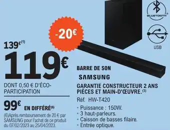 E.Leclerc Barre de son samsung offre