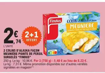 E.Leclerc 2 colins d'alaska façon meunière pointe de persil surgelés offre