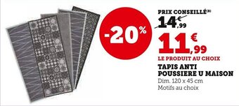 Super U Tapis Anti Poussiere U Maison offre