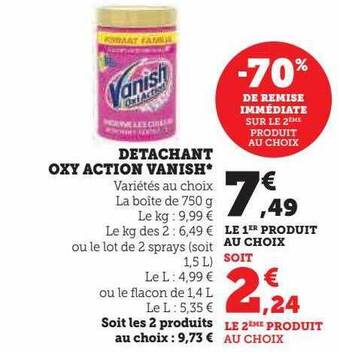 Hyper U Détachant oxy action vanish offre