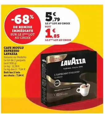 Hyper U Café gel espresso lavazza offre