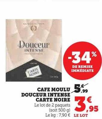Hyper U Café moulu douceur intense carte noire offre