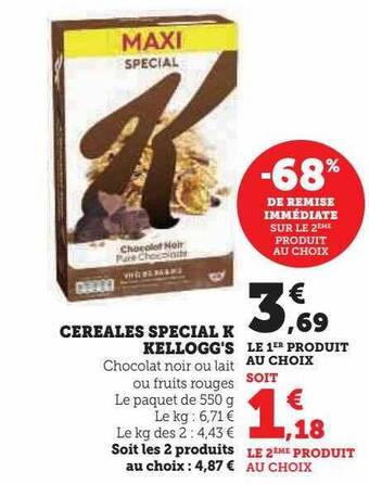Hyper U Céréales spécial k kellogg's offre