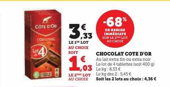 Hyper U Chocolat côte d'or offre