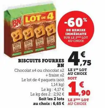 Hyper U Biscuits fourrés bn offre