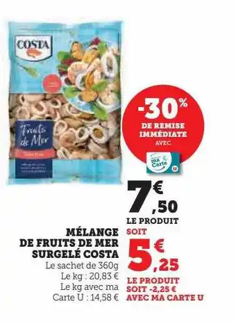 Hyper U Mélange de fruits de mer surgelé costa offre