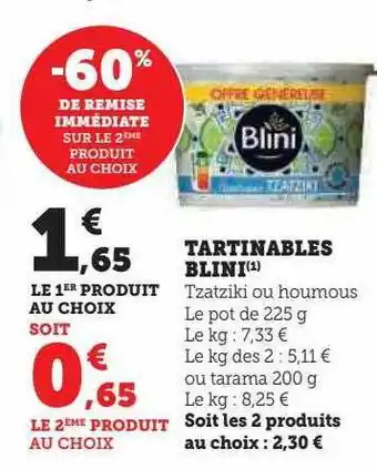 Hyper U Tartinables blini offre