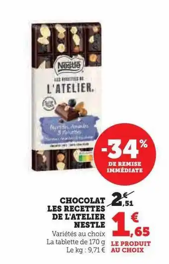 Hyper U Chocolat les recettes de l'atelier nestlé offre