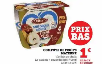 Hyper U Compote de fruits materne offre