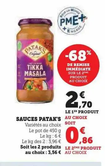 Hyper U Sauces patak's offre