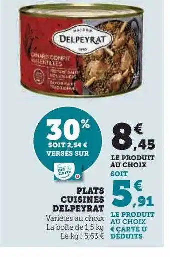Hyper U Plats cuisinés delpeyrat offre