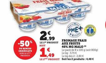 Hyper U Fromage frais aux fruits 40% mg malo offre