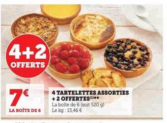 Hyper U 4 tartelettes assorties + 2 offertes offre