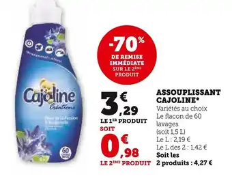 Super U Assouplissant Cajoline offre