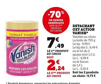 Super U Detachant Oxy Action Vanish offre