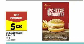Leader Price 6 cheeseburgers surgelés offre