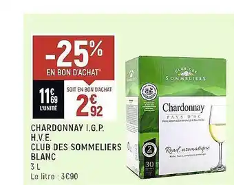 Spar Chardonnay i.g.p. h.v.e. club des sommeliers blanc offre