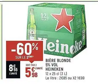 Spar Bière blonde 5% vol. heineken offre