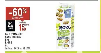 Spar Lait d'amande sans sucres bio bjorg offre