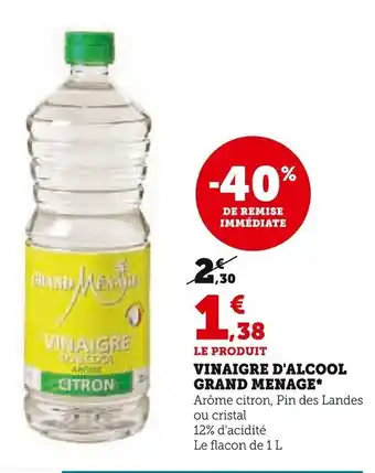Super U Vinaigre D'Alcool Grand Menage offre