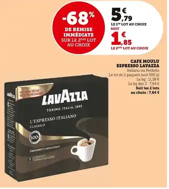 Super U Cafe Moulu Espresso Lavazza offre
