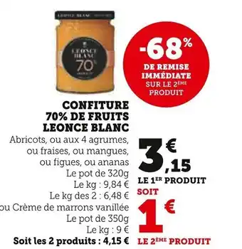 Super U Confiture 70% De Fruits Leonce Blanc offre