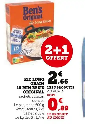 Super U Riz Long Grain 10 Min Ben's Original offre