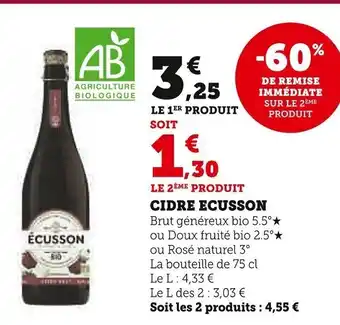 Super U Cidre Ecusson offre