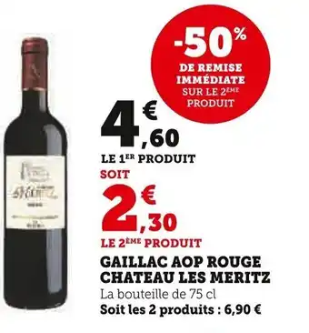 Super U Gaillac AOP Rouge Chateau Les Meritz offre