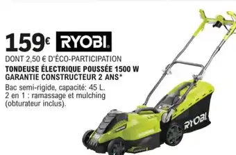 E.Leclerc Tondeuse électrique Pousée 1500 W Garantie Constructuer 2 ANs offre