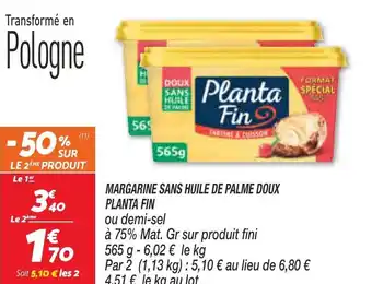 Netto Margarine Sans Huile De Palme Doux Planta Fin offre