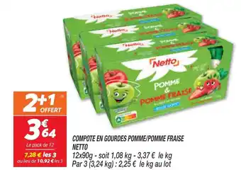 Netto Compote En Gourdes Pomme/Pomme Fraise Netto offre