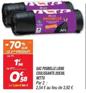 Netto Sac Poubelle Liens Coulissants 20x30L netto offre