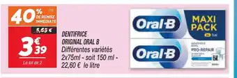 Netto Dentifrice Original Oral B offre