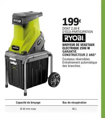 Ryobi Broyeur de Vegetaux Electrique 2500w