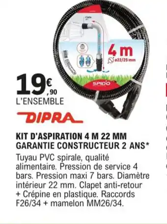 E.Leclerc Kit d'Aspiration 4m 22mm offre