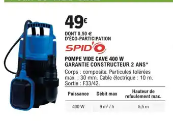 E.Leclerc Pompe Vide Cave 400w offre