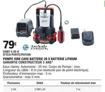 Pompe Vide Cave Batterie 20v Batterie Lithium
