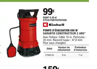 E.Leclerc Pompe d'Evacuation 690w offre