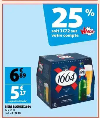 Auchan Bière Blonde 1664 offre