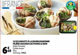Auchan 12 Escargots à la bourguignonne filière Auchan Cultivons Le Bon offre