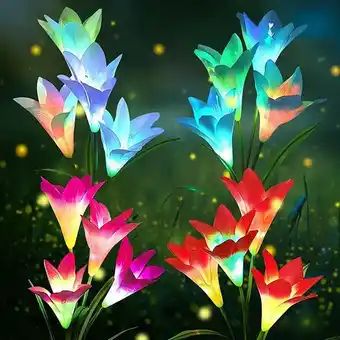 Amazon Kagoling lumiere solaire exterieur, 4 pièces lily lampe solaire jardin led lampe solaire couleur changemen fleurs plus gra... offre