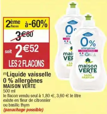 Migros Liquide vaisselle maison verte offre