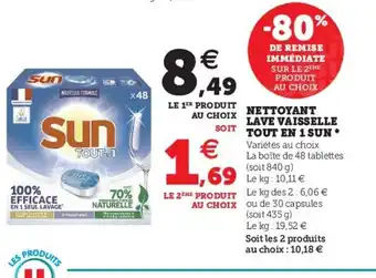 Super U Nettoyant Lave Vaisselle Tout en 1 Sun offre