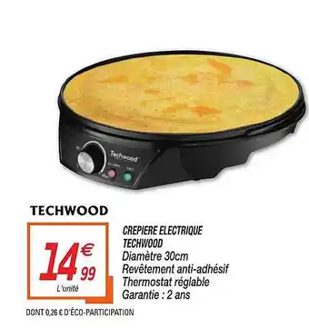 Netto Crêpière électrique Techwood Diameter 30cm offre