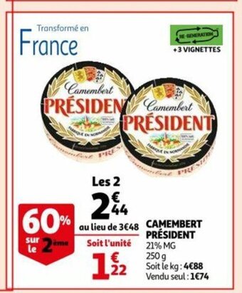 Auchan Camembert Président offre