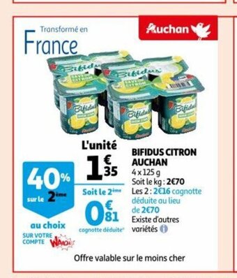 Auchan Bifidus Citron Auchan offre